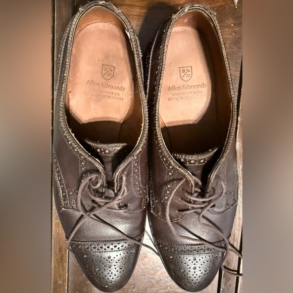 EUC? Allen Edmonds Dark Brown Cap Toe Oxford Shoes Leather Made in ?? 9D main image 9